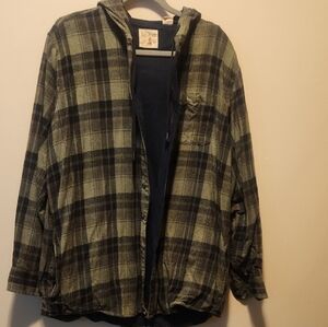 RedHead Olive and Charcoal Plaid Shirt Jacket
